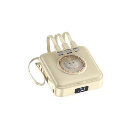 Power Bank Magnétique 10000mAh avec Miroir et 3 Câbles Intégrés (Type-