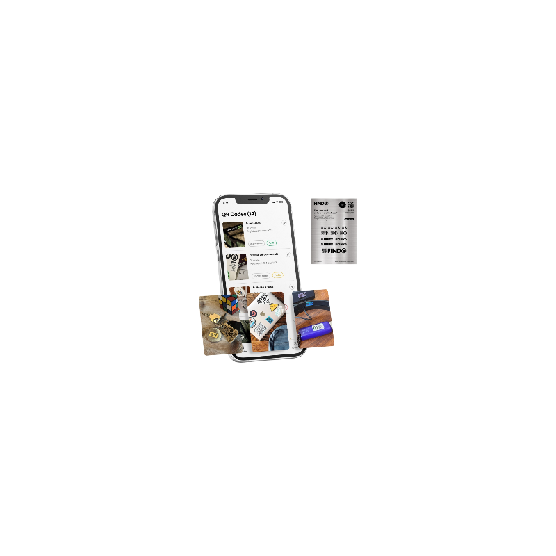 QR code stickers FindR brushed alloy – sheet of 12 Silver QR code stickers FindR brushed alloy – sheet of 12 Silver