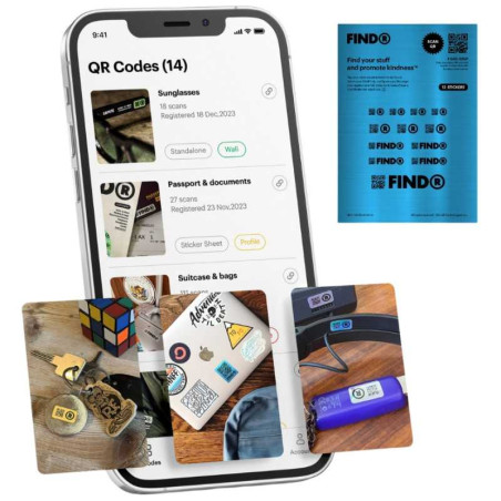 Autocollants QR code FindR x12 Bleu | Smarty Paris