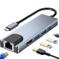 HUB Type C 5 en1 Type C vers PD USB 3.0 - Gri