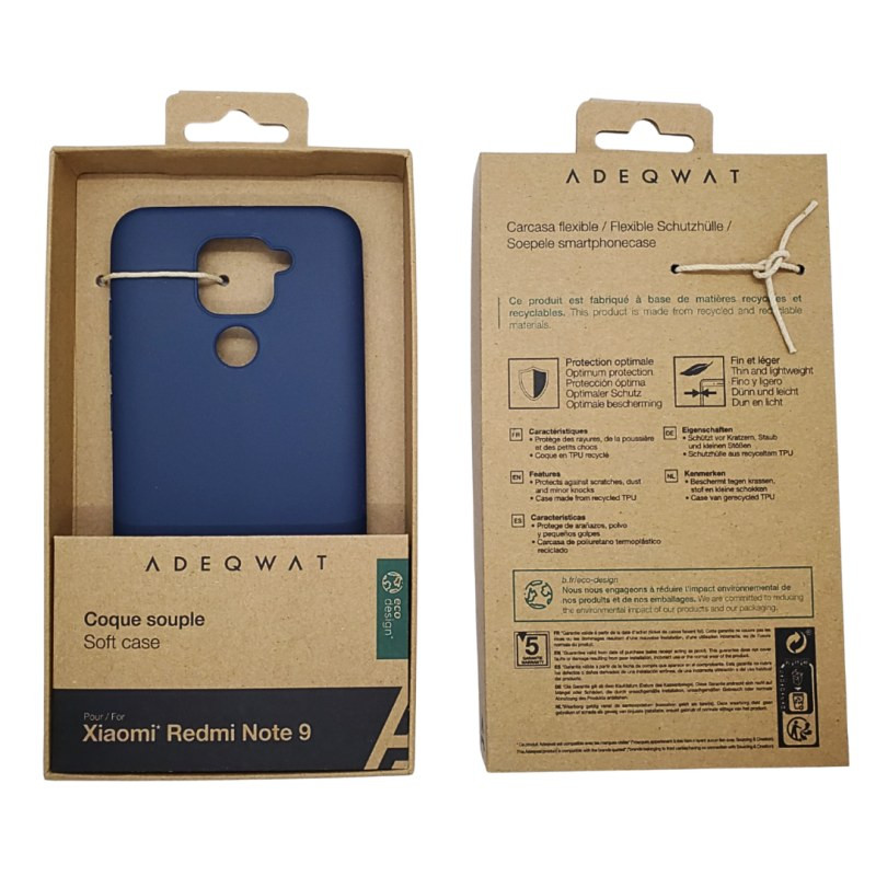 Étui Eco Design ADEQWAT Xiaomi Redmi Note 9 – Bleu Étui Eco Design ADEQWAT Xiaomi Redmi Note 9 – Bleu