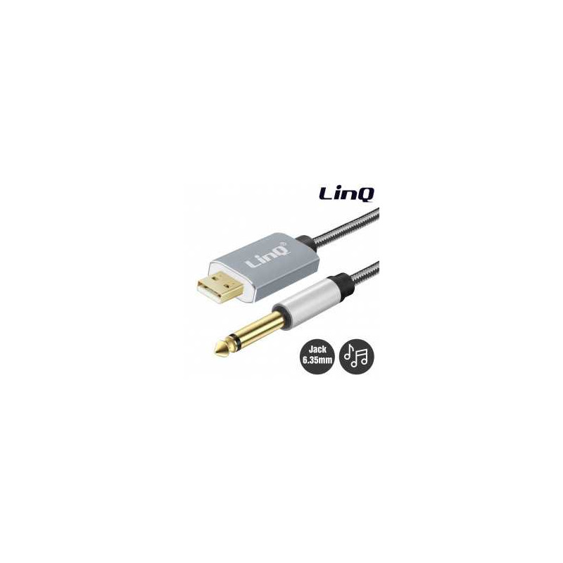 Câble Audio USB Mâle / Jack 6.35mm Mâle Nylon Tressé 3m LinQ KL6308U