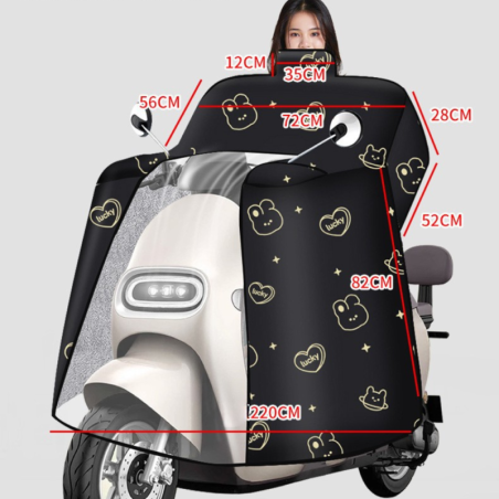 Couverture coupe-vent d’hiver pour moto électrique, chaude et épaisse avec col protecteur - 220*82cm · Smarty Paris