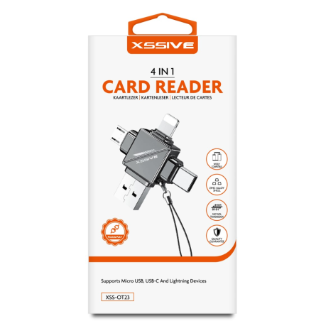 Lecteur de carte 4-EN-1 USB/USB-C/Lightning XSSIVE XSS-OT23 — Accessoire · Smarty Paris 18e