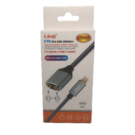 Adaptateur Audio Lightning Mâle / 2 Jack 3.5mm Femelle (Casque) Nylon Tressé LinQ LT3537 — LinQ · Smarty Paris 18e