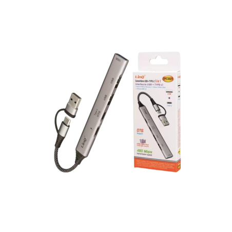 HUB 5 en 1 Type-C + USB vers Type-C OTG/USB 2.0/Type-C PD 10W - LinQ T