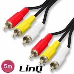 Câble Audio 3 RCA Mâles / 3 RCA Mâles Nylon Tressé 5m LinQ 3R50 - Alim