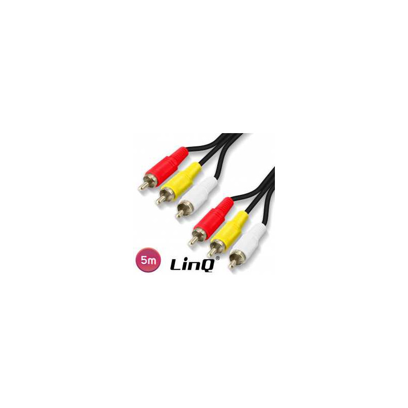 Câble Audio 3 RCA Mâles / 3 RCA Mâles Nylon Tressé 5m LinQ 3R50