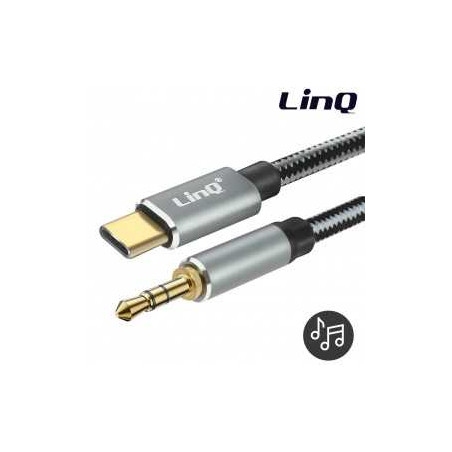 Câble Audio Type-C Mâle / Jack 3,5mm Mâle Nylon Tressé 1.5m LinQ TPC35