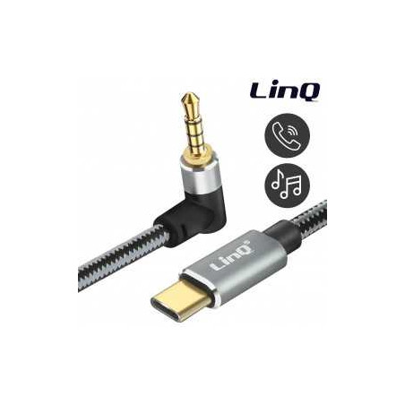 Câble Audio Type-C Mâle / Jack 3,5mm Mâle Nylon Tressé 1.5m LinQ TPC35
