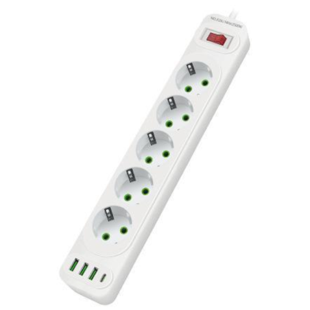 Multiprises INCOALUXE 5 Prises EU avec 3 USB