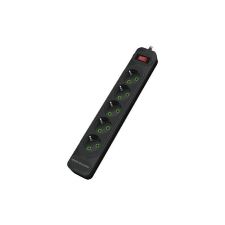 Multiprises INCOALUXE 5 Prises EU Noir - 5M - Alimentation Ref G2534 |