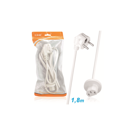 Câble d'alimentation Type G avec Prise Européenne LinQ F8738 1,8m Blan