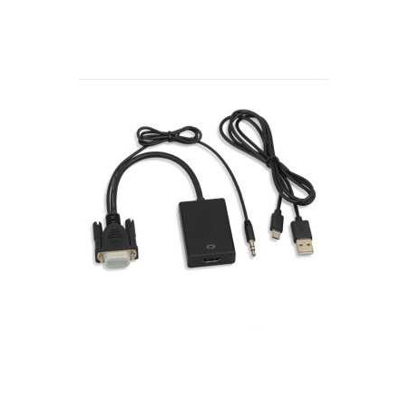 Adaptateur HDMI Vers VGA Qualité HD avec Cable Audio + Cable d'Aliment