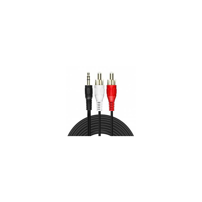 Câble Audio Jack 3.5mm Mâle / 2 RCA Mâles Nylon Tressé 3m LinQ MM0230
