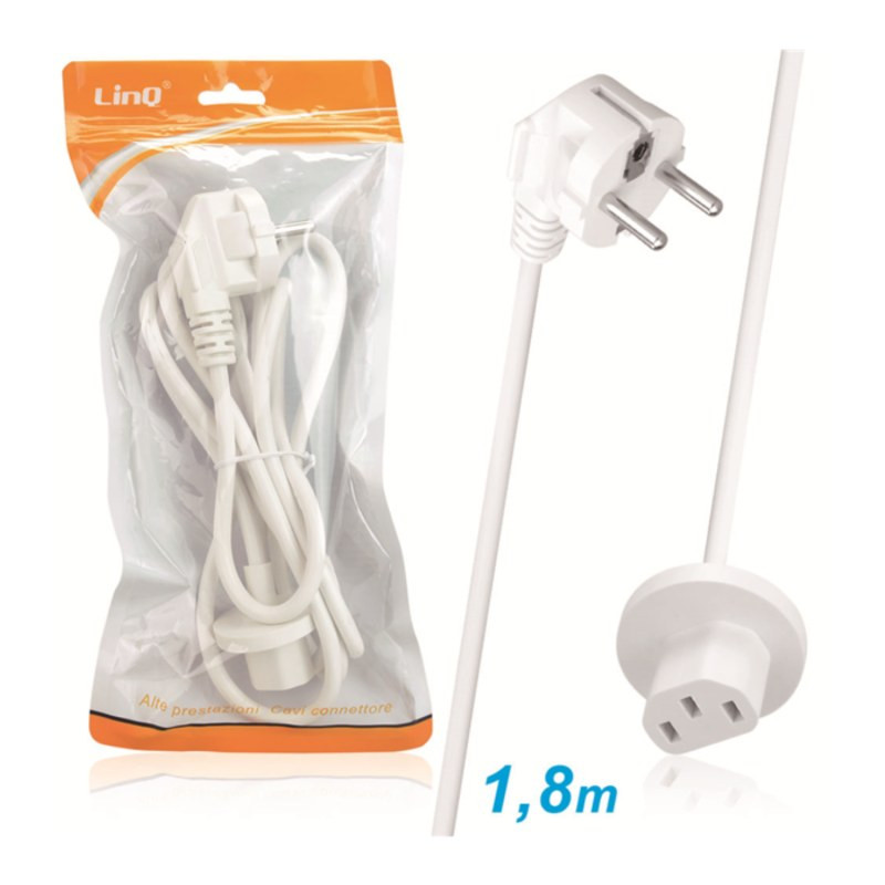 Câble d'alimentation Type G LinQ F8738 – 1,8 m Blanc
