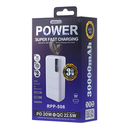 Power Bank 30000 mAh à Charge Rapide PD + QC - REMAX RPP-506