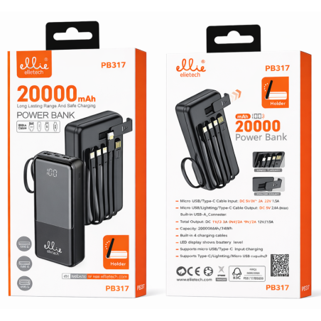 Magnetic Wireless Power Bank incl. Cable USB / Type-C / Ligh
