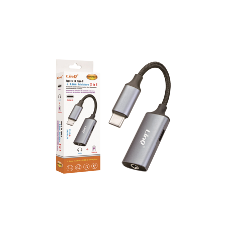 Adaptateur Type-C Vers Jack 3,5MM 2 en 1 LinQ OTG7974 - Protections Re