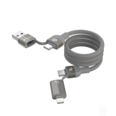 Câble magnétique tissé multifonction 4 en 1 Ultra 2 60W 1.2M Devia - Titane — Devia · Smarty Paris 18e