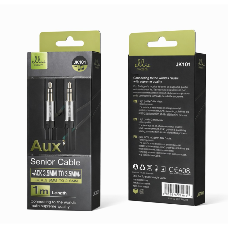 Câble Audio Jack 3.5MM VERS 3.5MM 1M - Ellietech - JK101 Ref