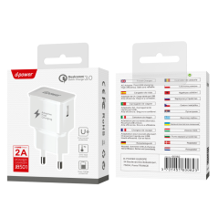 Adaptateur Secteur USB à Recharge Rapide - D-power J8501 - Blanc — D-power · Smarty Paris 18e