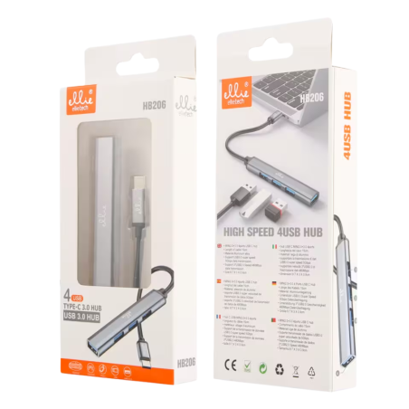 Adaptateur 4-en-1 USB vers USB-C Hub Ellietech HB206 - Audio