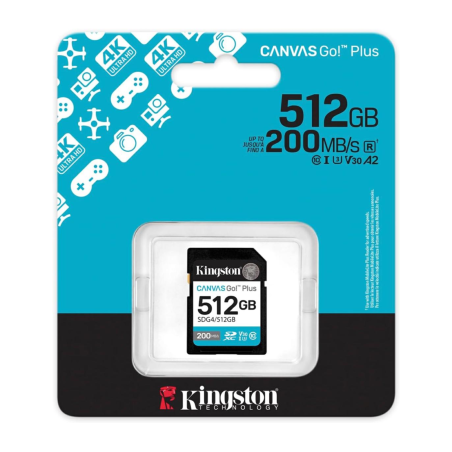 Carte mémoire Kingston Canvas Go+ 512 Go - SDG4/512GB - Prot