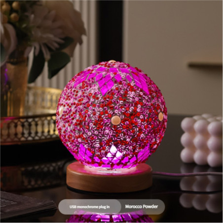 Moroccan Night Light ECO – Pink Glass Mosaic, USB 5V Dimmer