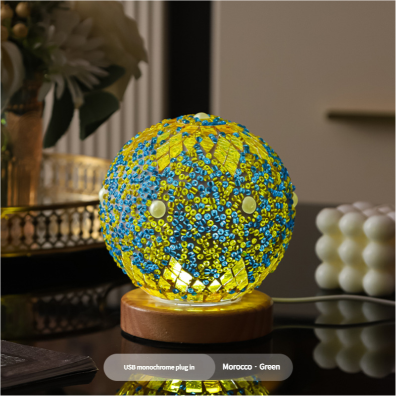 Moroccan Night Light ECO – Green Glass Mosaic, USB 5V Dimmer
