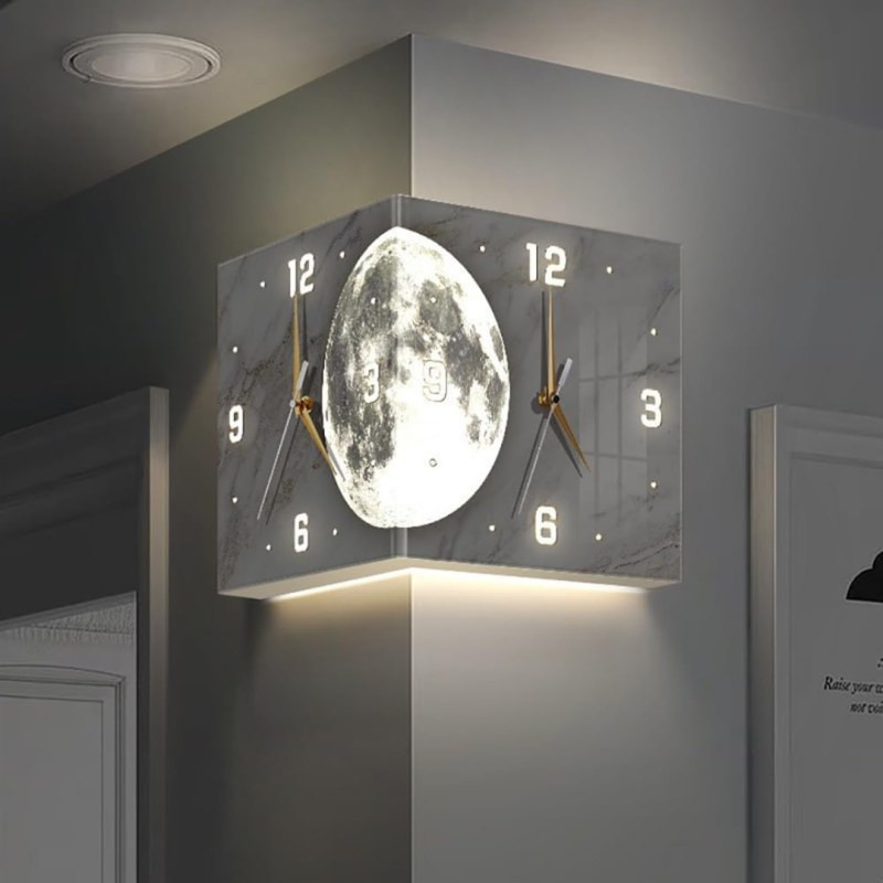 Horloge murale LED ECO Lune-A – 26 x 26 x 26 cm Doré Horloge murale LED ECO Lune-A – 26 x 26 x 26 cm Doré