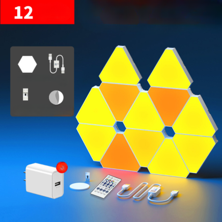 RGB Hexagon Wall Light – 12 Panels Wi-Fi, App and Remote