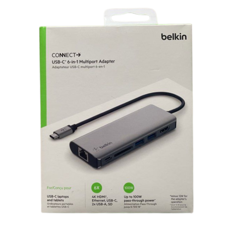 Adaptateur USB-C Multiport + Recharge 6 en 1 BELKIN - AVC008BTSGY - Al