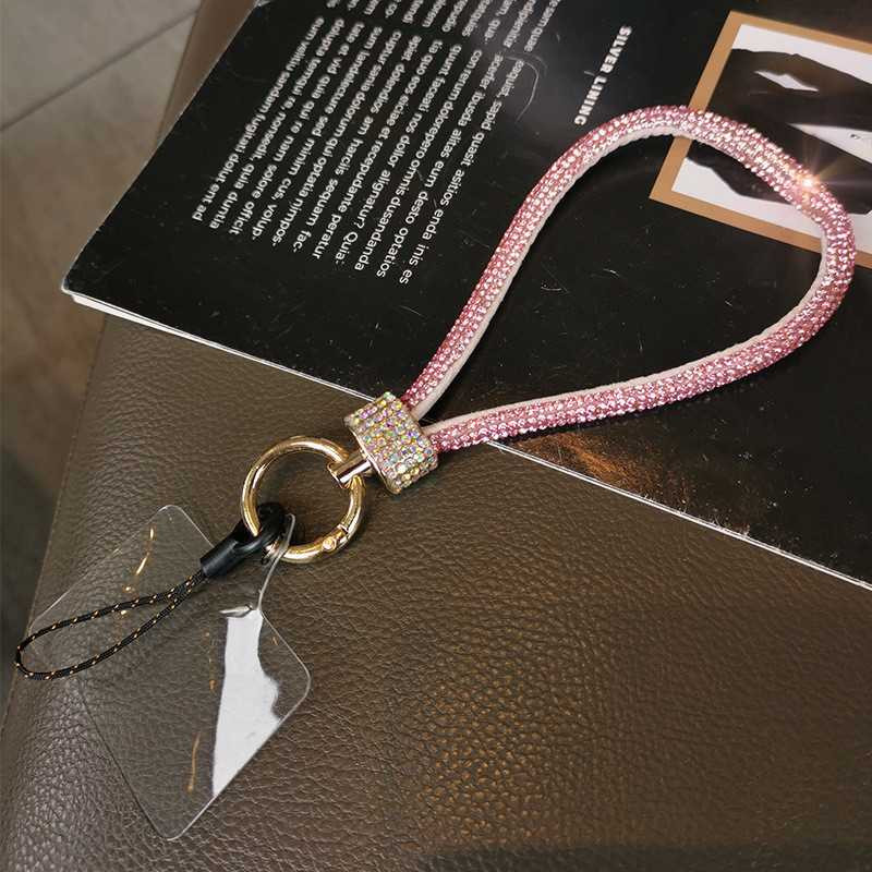 Collier de téléphone ECO – Strass, crochet métal et carte transparente Rose Collier de téléphone ECO – Strass, crochet métal et carte transparente Rose
