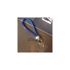 Navy blue rhinestone phone lanyard clear card