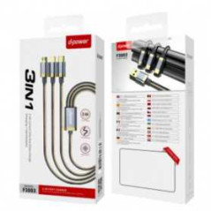 Câble 3 en 1 USB vers Lightning / Micro / Type-C - D-Power F3003 - Ble