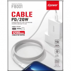 Câble Nylon Tressé - D-power F8001 - 1.2M Blanc - Audio Ref A1495 | Sm