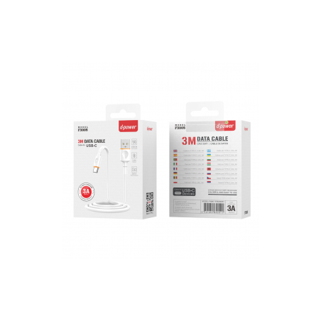 Câble USB / Type-C - D-power F3005 - 3M Blanc - Supports Ref A1437 | S