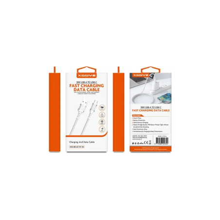 Câble de Charge USB-A/USB-C 2M 18W XSSIVE XSS-BR-AC-W 1M - Blanc - Sup