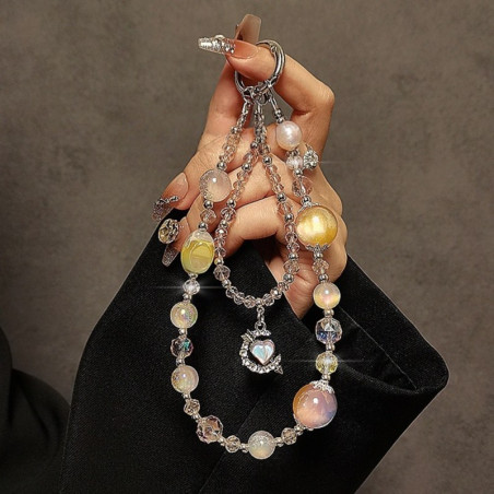 Lanière téléphone ECO – Rose, pendentif cœur