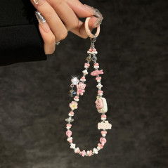 Pink cute rabbit phone lanyard 45 cm | Smarty Paris