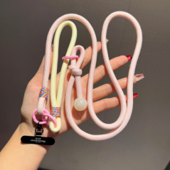 Collier téléphone rose poudré/beige 115 cm | Smarty