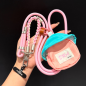 Collier Téléphone Cordon Long Tressé Bicolore Rose avec Mini Pochette Collier Téléphone Cordon Long Tressé Bicolore Rose avec Mini Pochette