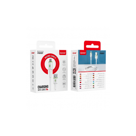 Câble USB / Micro - D-power F6007 - 1M Blanc - Alimentation Ref A1704