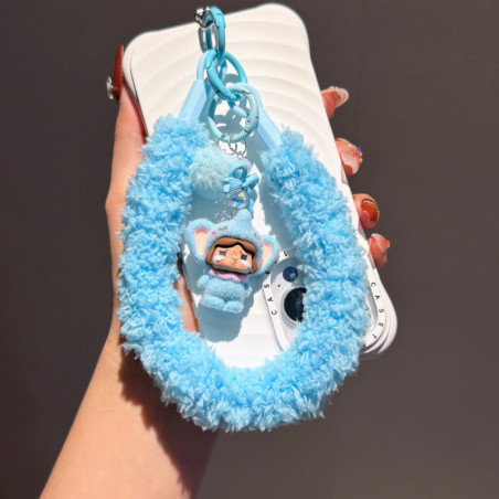 Lanière poignet bleu poupée pompon | Smarty