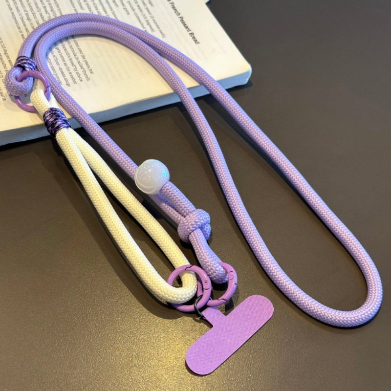 Collier téléphone ECO – cordon tressé violet/beige 115 cm avec perle Collier téléphone ECO – cordon tressé violet/beige 115 cm avec perle