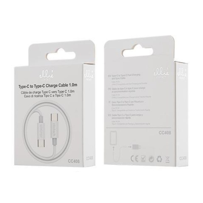 Câble Ellietech CC408 – USB-C vers USB-C 1 m 3 A Blanc