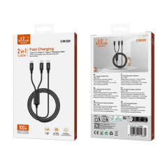 Câble EllieTech CW320 USB-C 2-en-1 1,2 m | Smarty