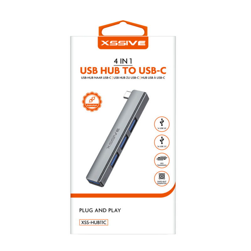 4-in-1 Hub XSSIVE XSS-HUB11C – USB/USB-C 4-in-1 Hub XSSIVE XSS-HUB11C – USB/USB-C