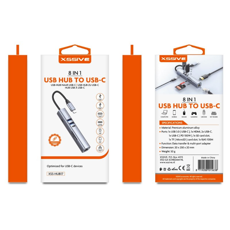 8-in-1 USB-C Hub XSSIVE XSS-HUB17 – HDMI 4K